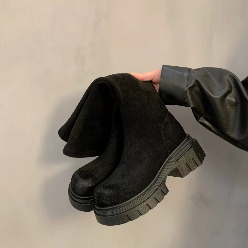 YY大码(袜子靴)百搭时尚潮流洋气大码气质高筒靴