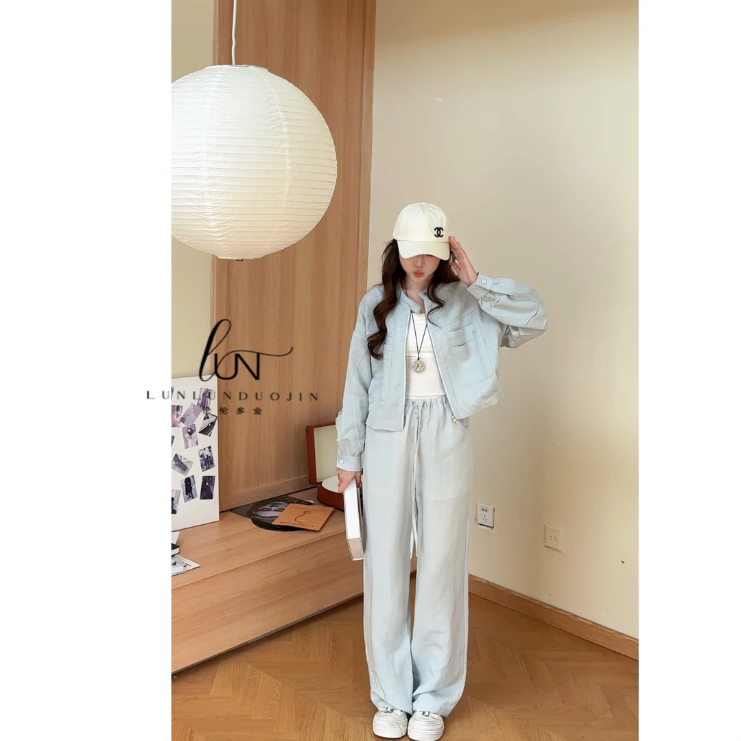 Lun/浅夏欧尼/25夏季新款防晒显瘦宽松设计师款亚麻套装