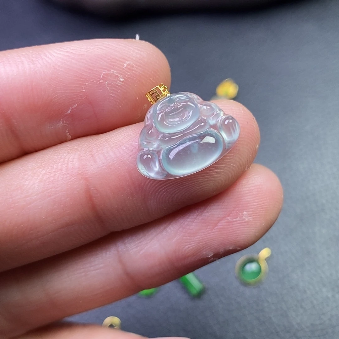 吊坠(不含链)18K金镶嵌翡翠