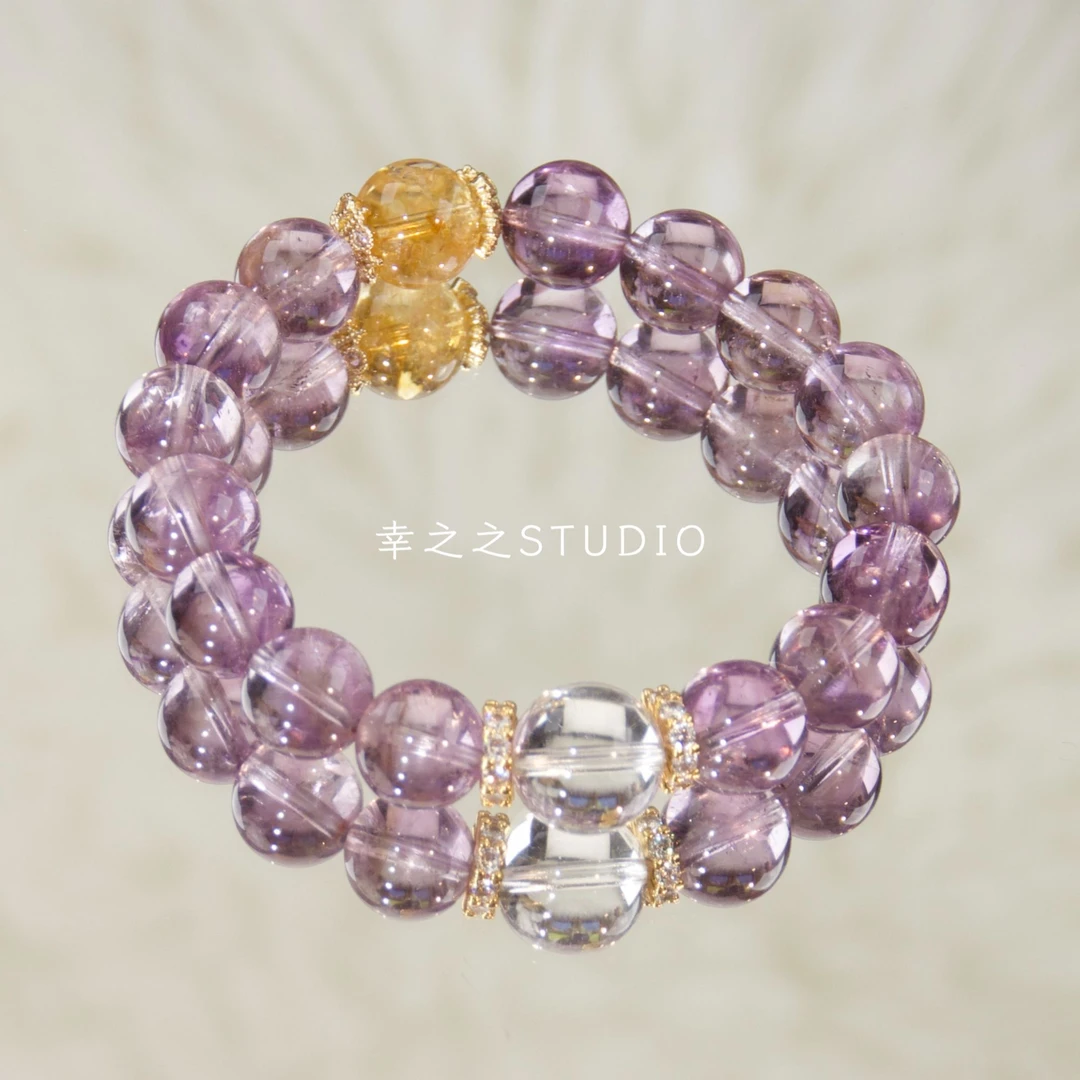 s1535【不同】天然紫塔晶手串精致百搭设计款手链 多样性发其一