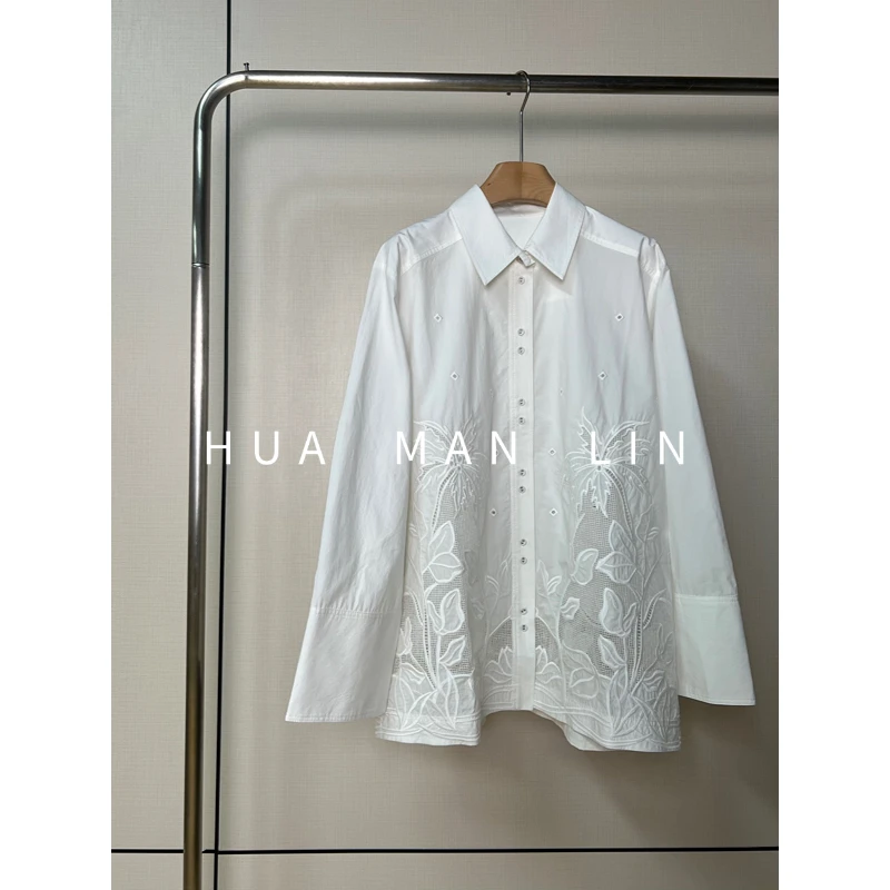 【花满林】翻领烧花镂空排扣上衣81292