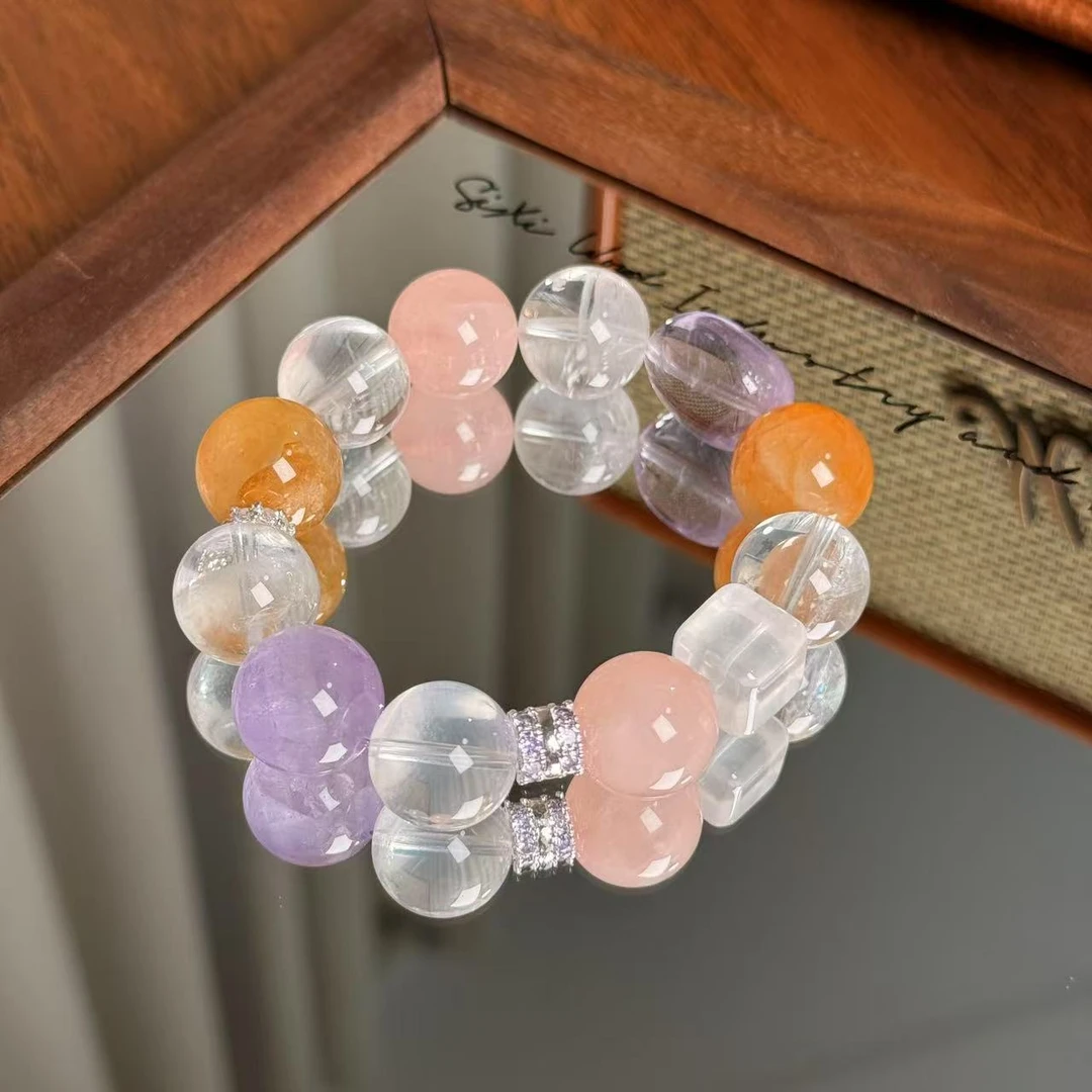 「易如反掌」白幽灵胶花水晶多宝手链 颜色微差多样性发其一F281