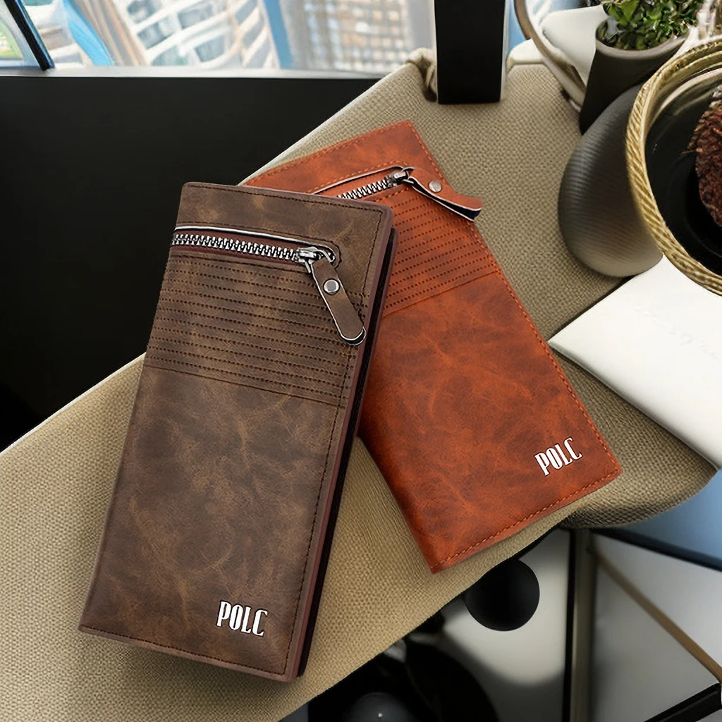 2023年新款男士钱包长款钱包钱夹多功能多卡位时尚简约pu男士钱包