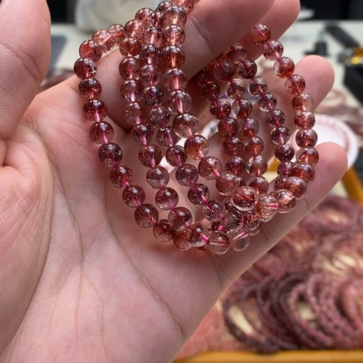 未镶嵌水晶手串浓矿金草莓 多样性发一