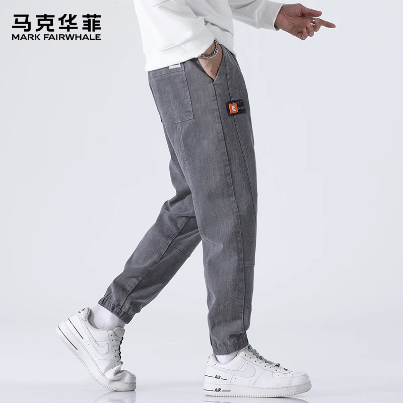 马克华菲春秋季牛仔裤男士2025新款宽松束脚男裤潮牌百搭九分裤子