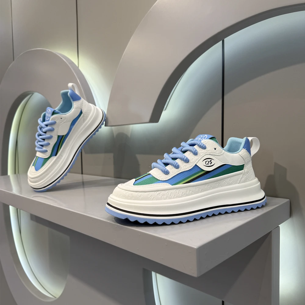 隐形增高2025新款男士休闲网面潮鞋舒适厚底增高时尚百搭男鞋