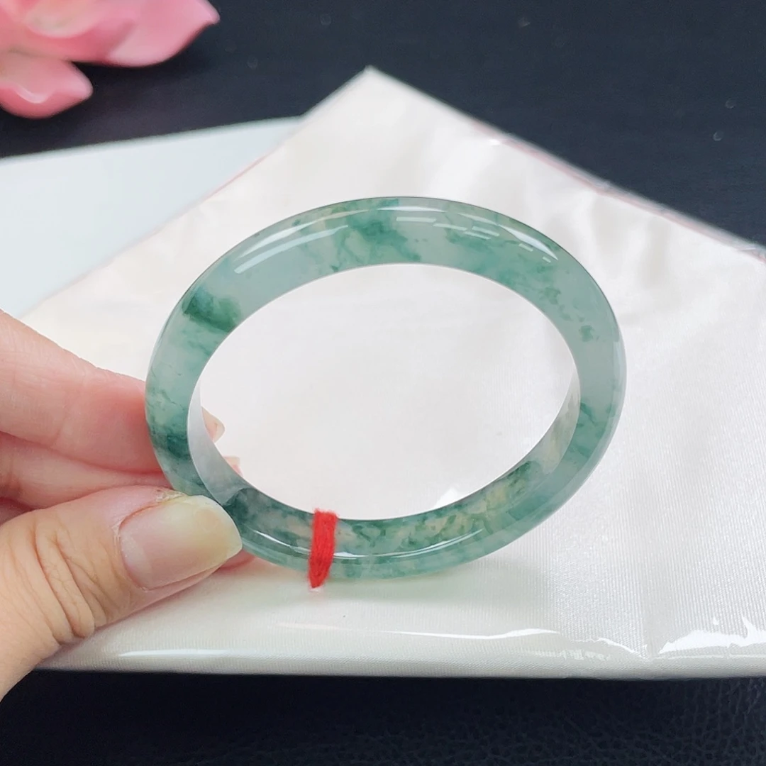翡翠未镶嵌手镯31号飘花贵妃