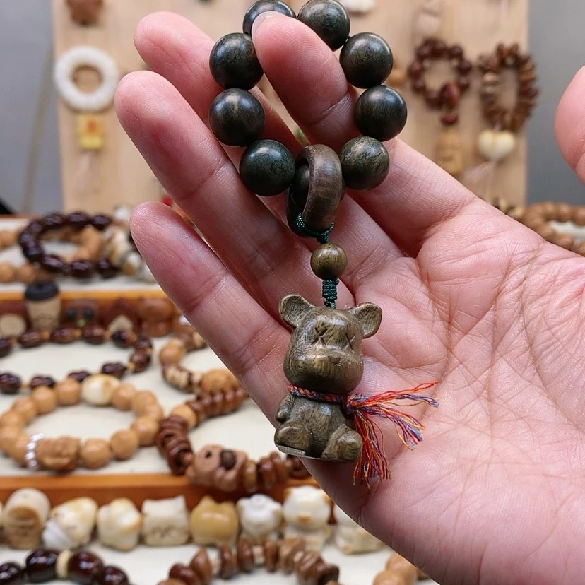 【闪购商品】维腊木（绿檀）格*花绿檀小熊手捻