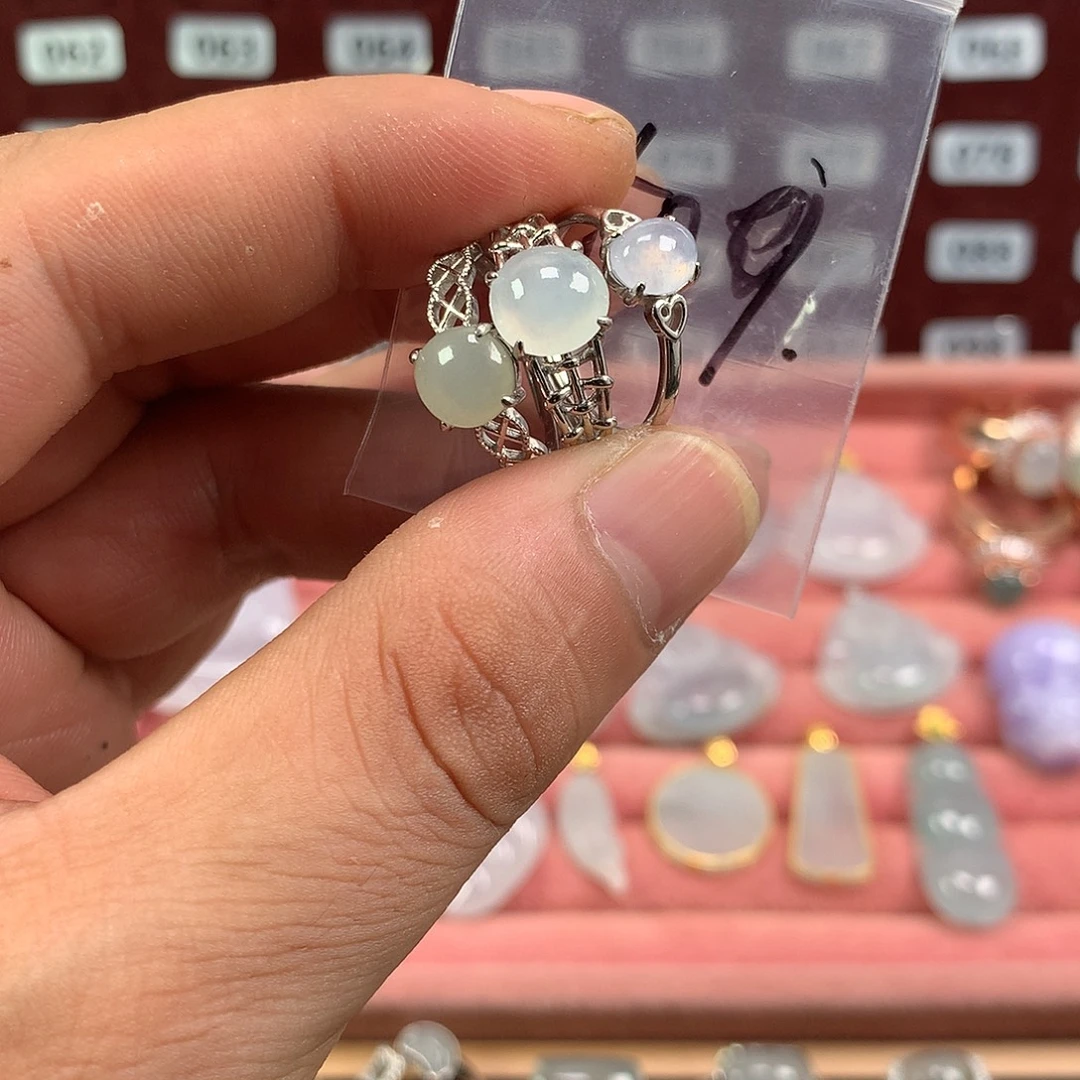 翡翠银S925镶嵌戒指509