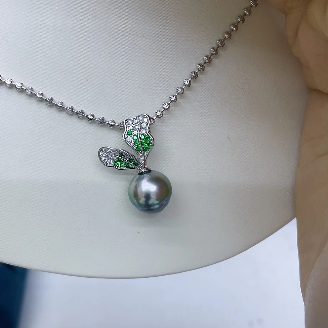 海水珍珠银S925镶嵌颈饰