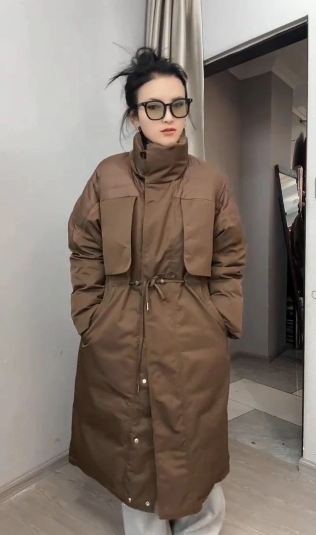 【次卓】12113#长款立领两面可穿休闲保暖羽绒服