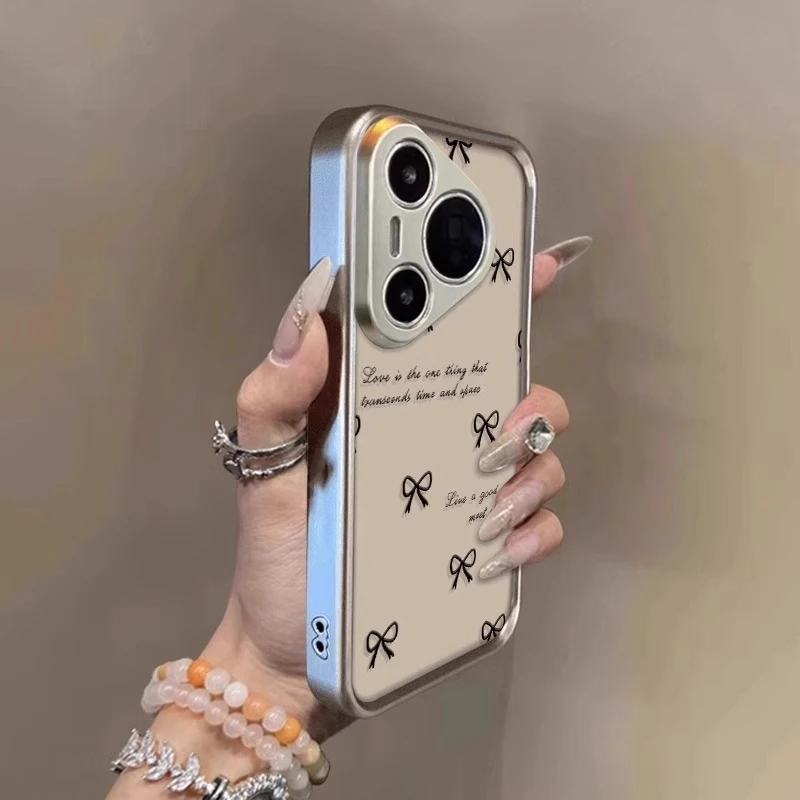 黑色蝴蝶结适用华为pura80pro手机壳mate70air新款m80高级nova15