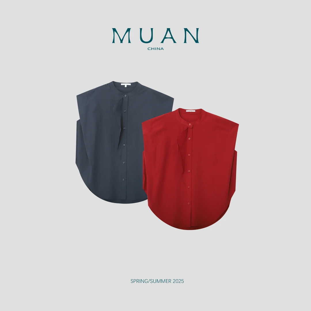 木岸MUAN:《理想背心T》“理想系列”定制小飞袖衬衫背心女DG3-8934