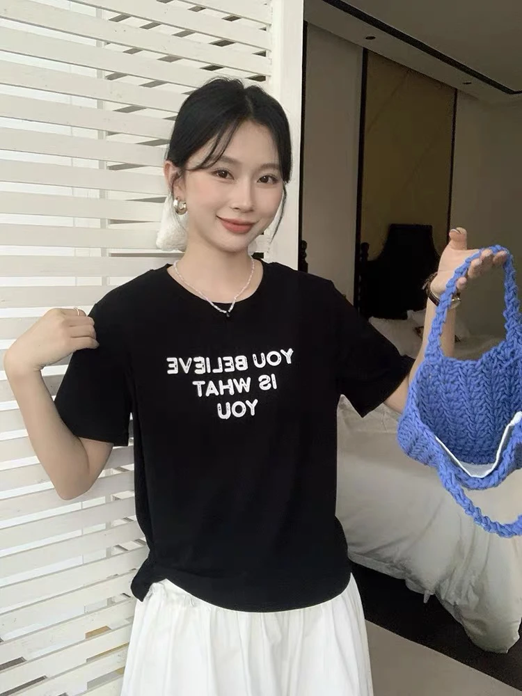 《鞋爱》6513伊歌莉上衣百搭T恤印花韩版短款短袖