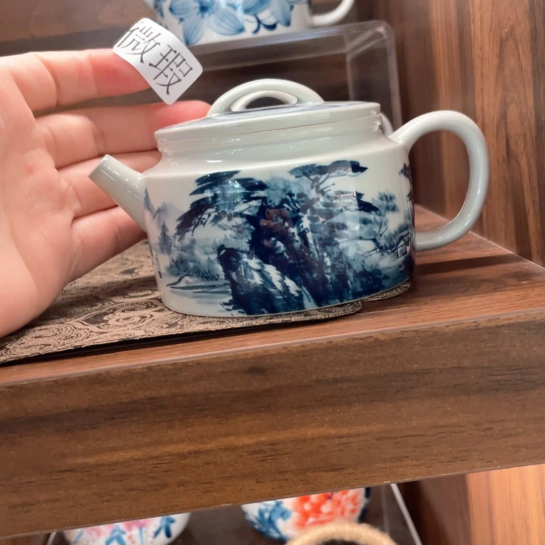 釉下手绘茶具微瑕