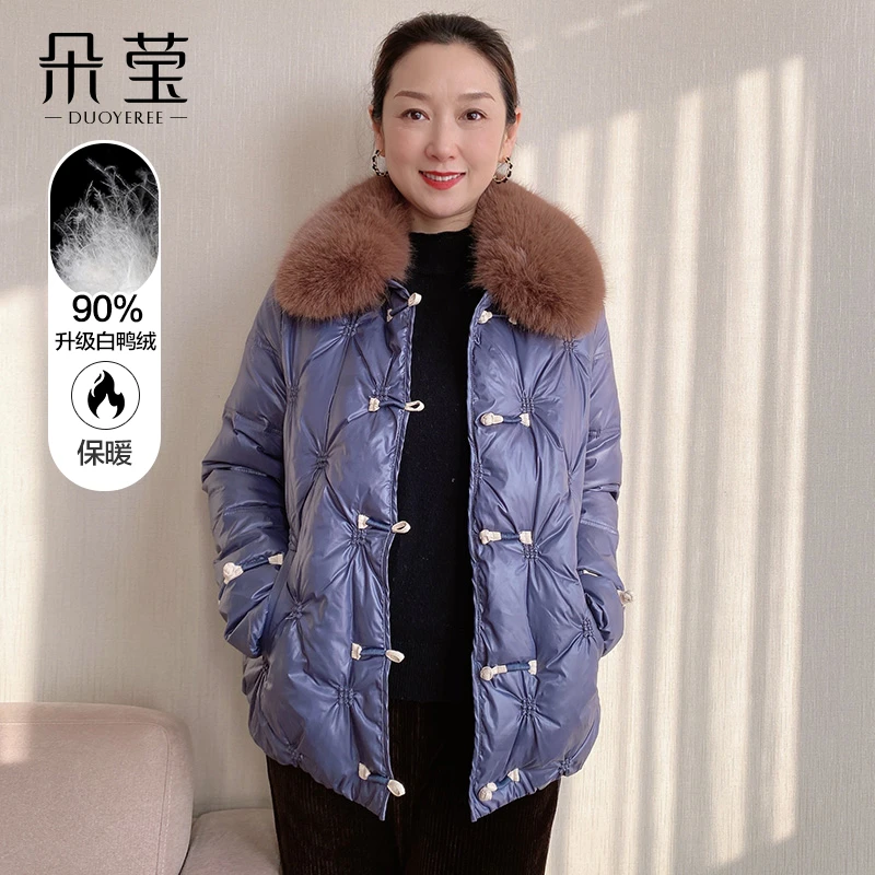 SL妈妈新款冬季羽绒服中老年加厚棉服外套中年女时尚8818