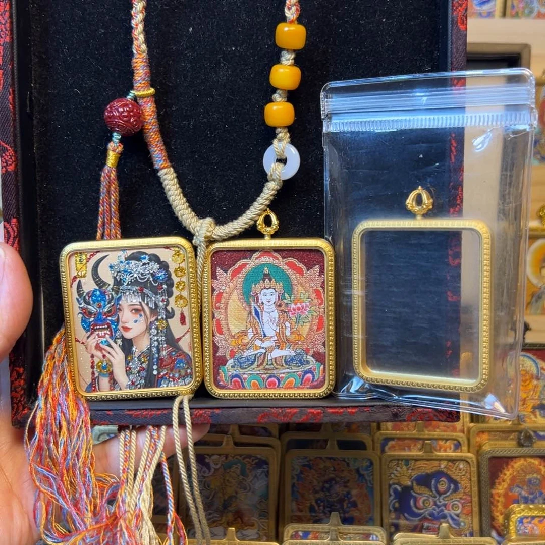 吊坠丹*扎基拉姆虚空藏菩萨双面铜壳