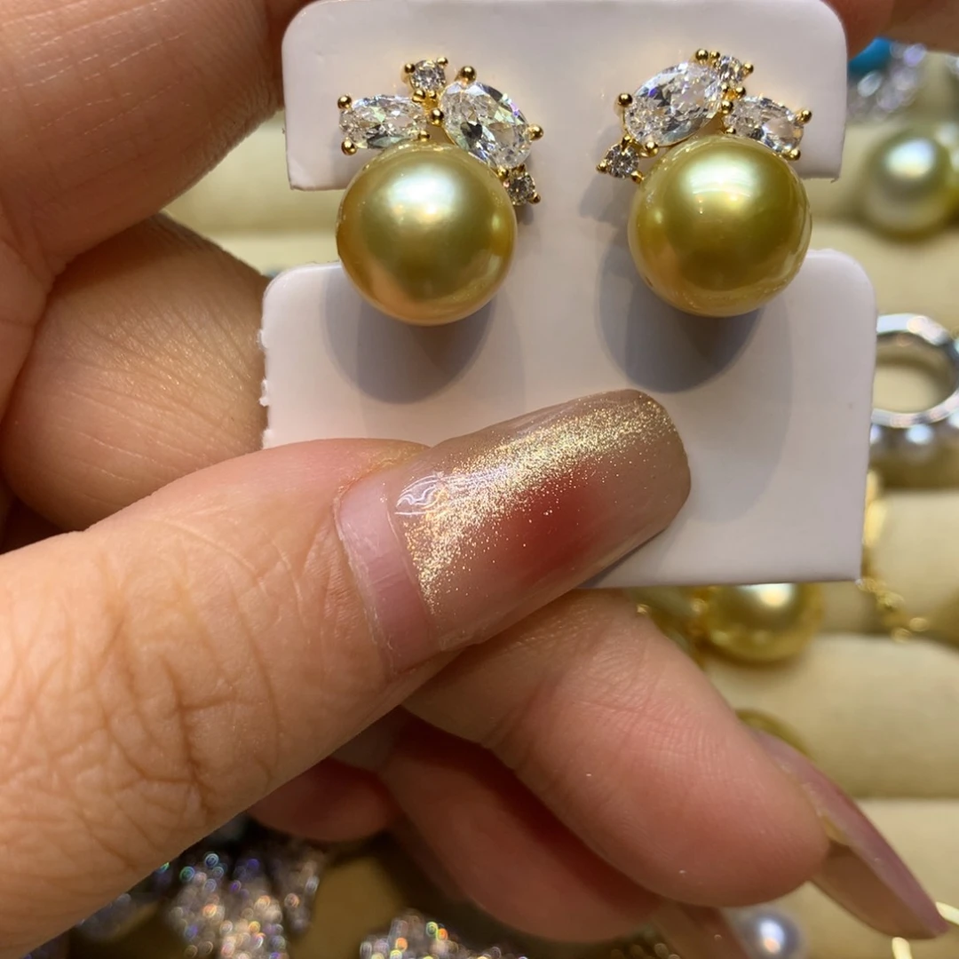 银S925镶嵌耳饰海水珍珠