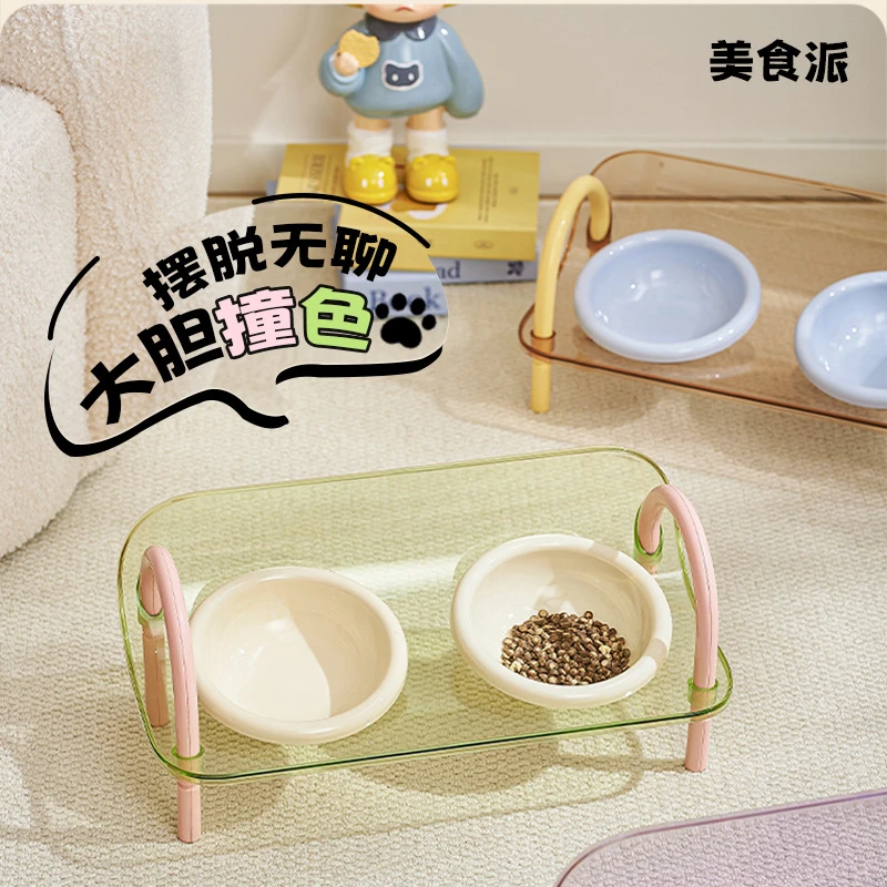 猫碗不易打翻架保护颈椎猫咪碗猫粮碗狗碗宠物用品双碗大口径