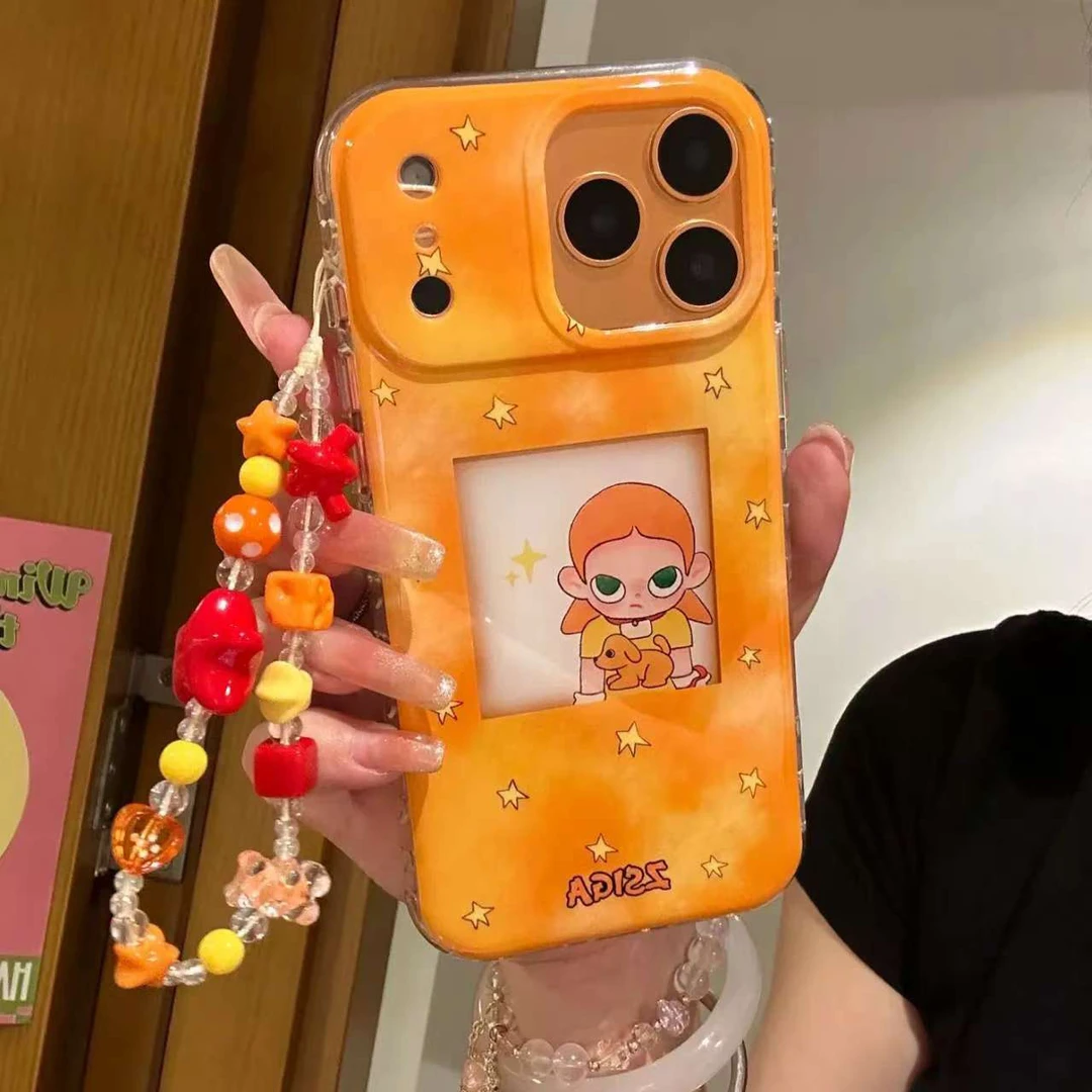 橙色星星相框女孩适用于iPhone17promax手机壳苹果16pro可爱15/14