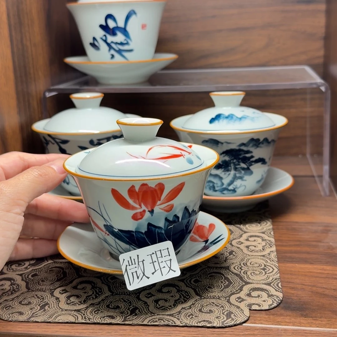 釉下彩纯手绘微瑕