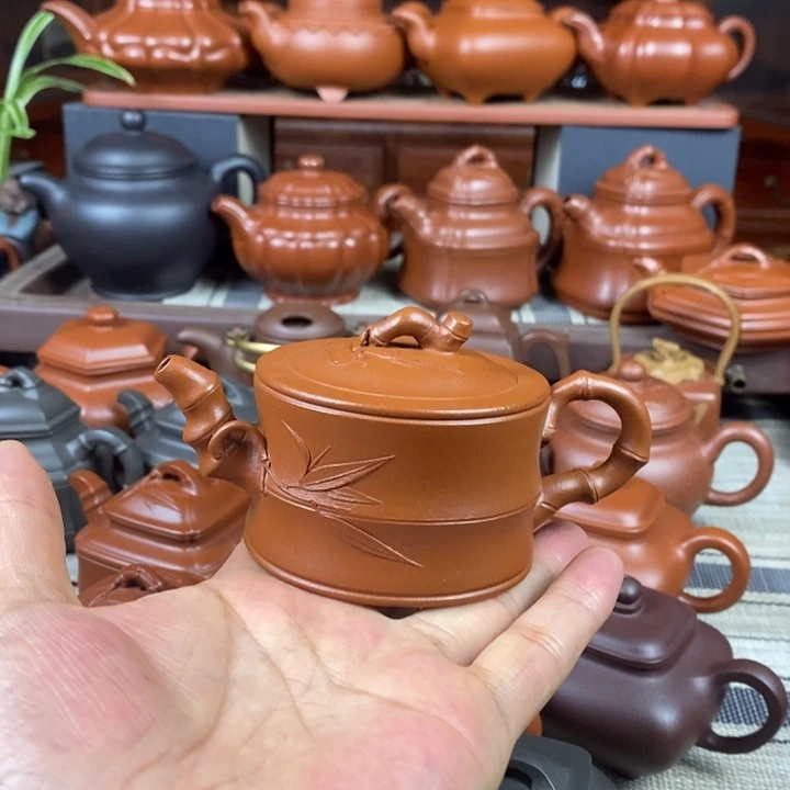 茶壶紫砂竹段130CC原矿赵庄朱泥特价