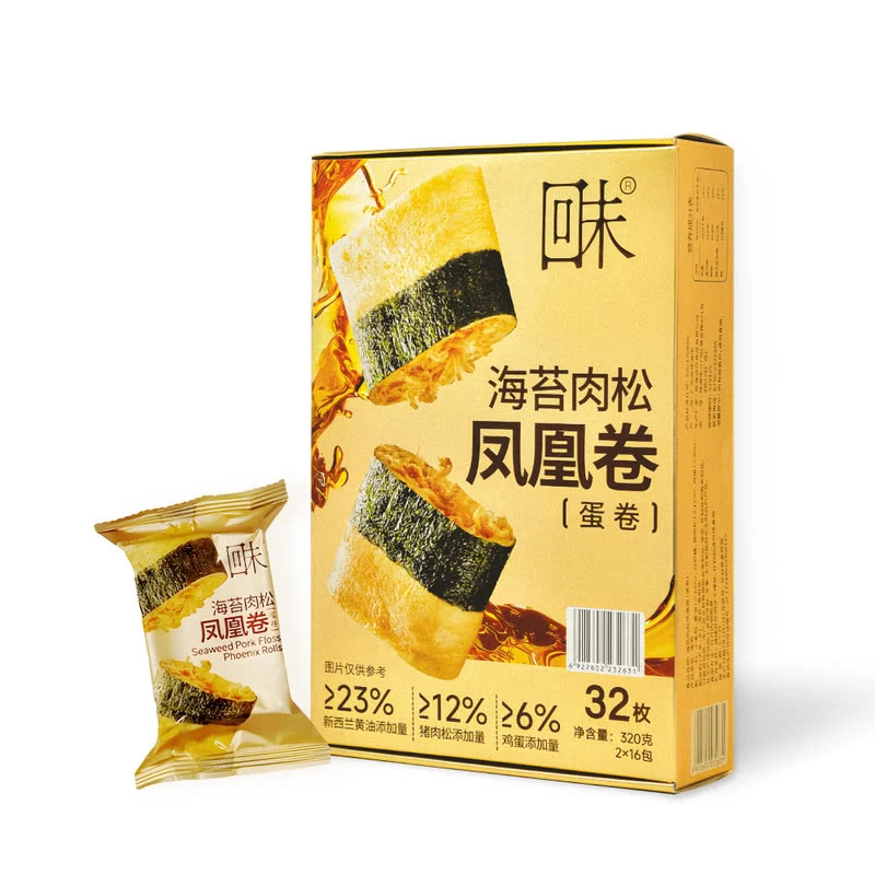 【会员商店】回味 开心果海苔肉松凤凰卷（蛋卷）320g