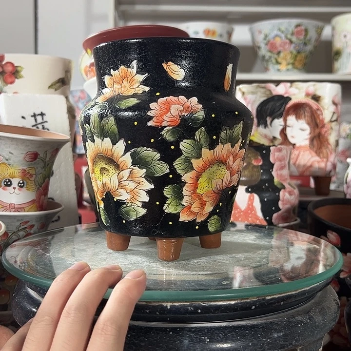 景德镇手绘花盆满38包邮偏远地区除外
