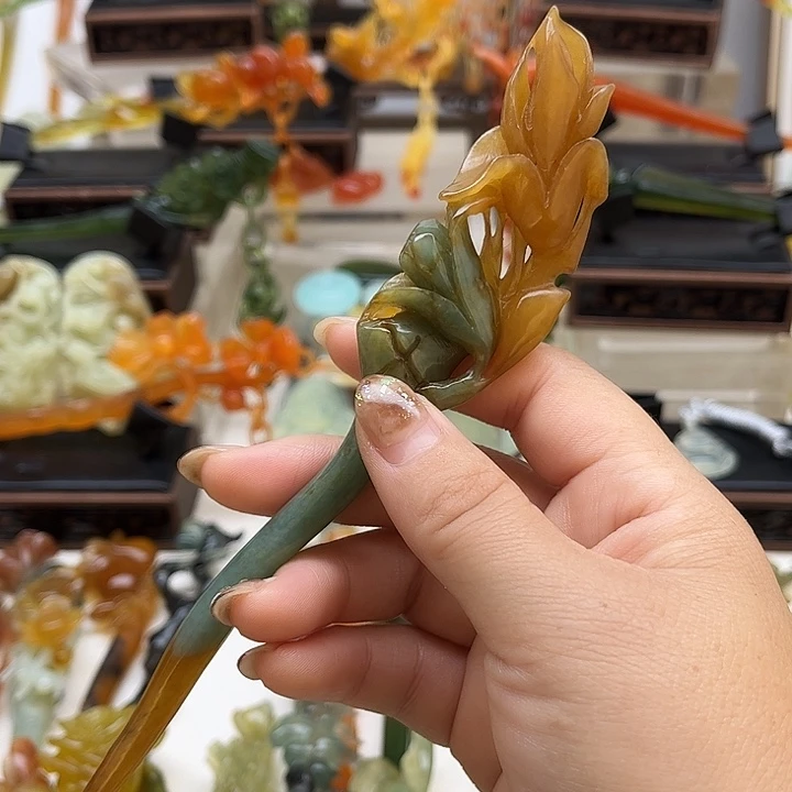 蛇纹石玉岫玉发簪未镶嵌