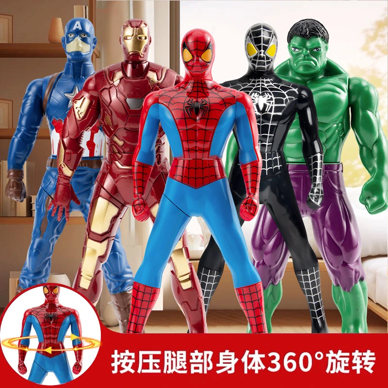网红爆款按压旋转趣味特别模型超人钢铁塞塞蜘蛛侠钢铁侠玩具