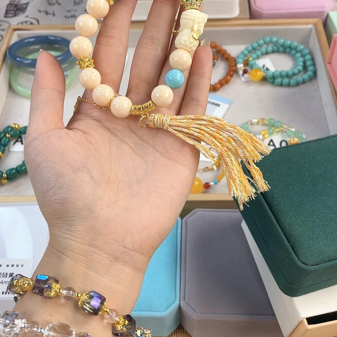 针钠钙石银S925镀金镶嵌手饰有**福