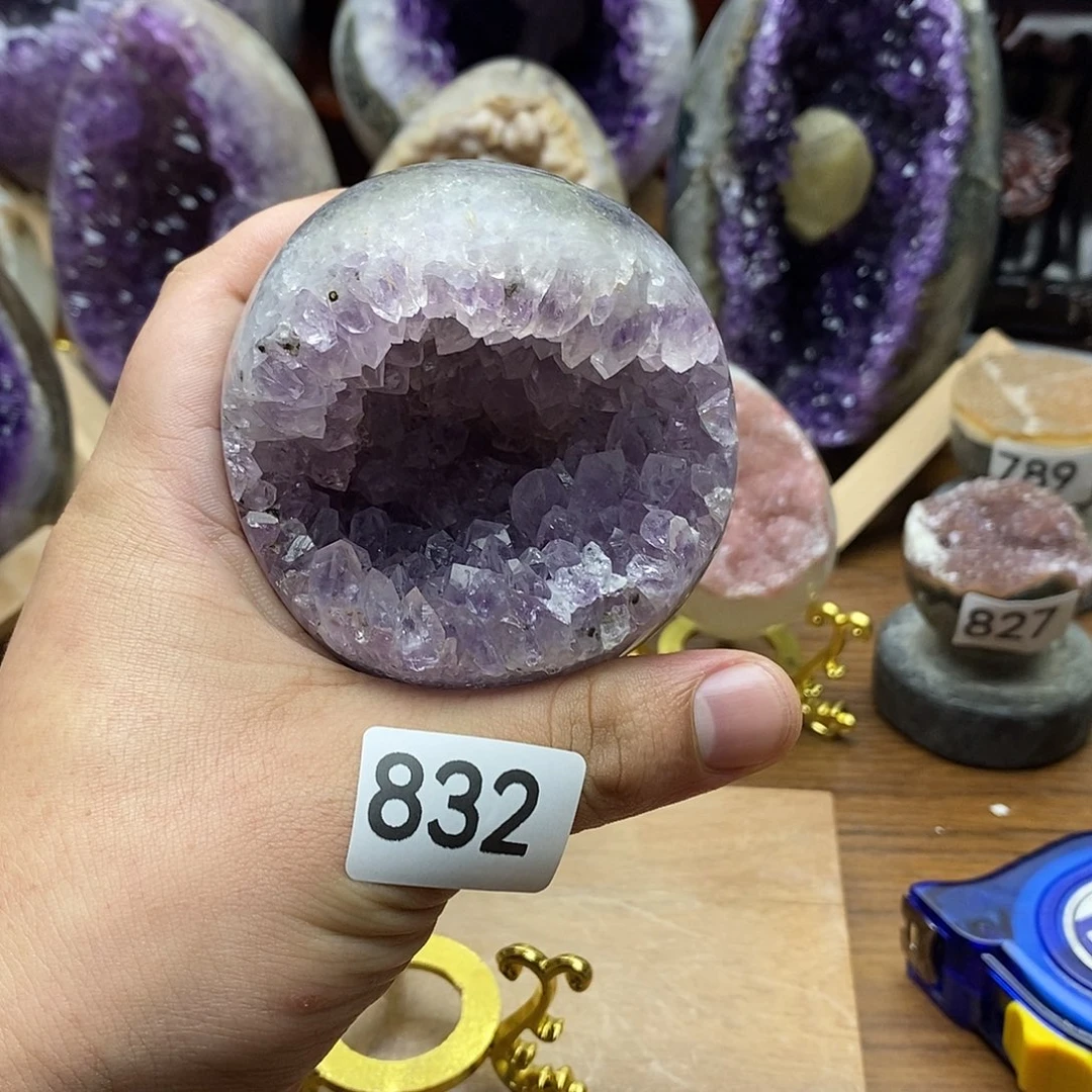 紫晶摆件未镶嵌全抛开口笑