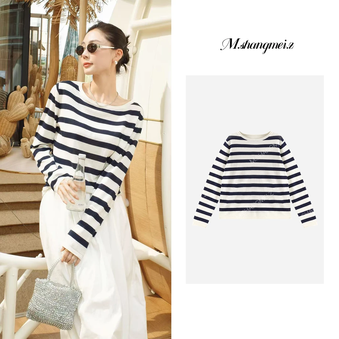 M.SHANGMEI.Z/沐熙【灵动衫】美大哥透气条纹上衣羊毛衫X072781