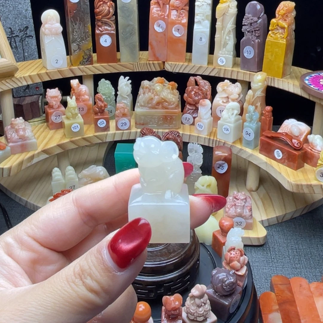 寿山石印石老鼠印章