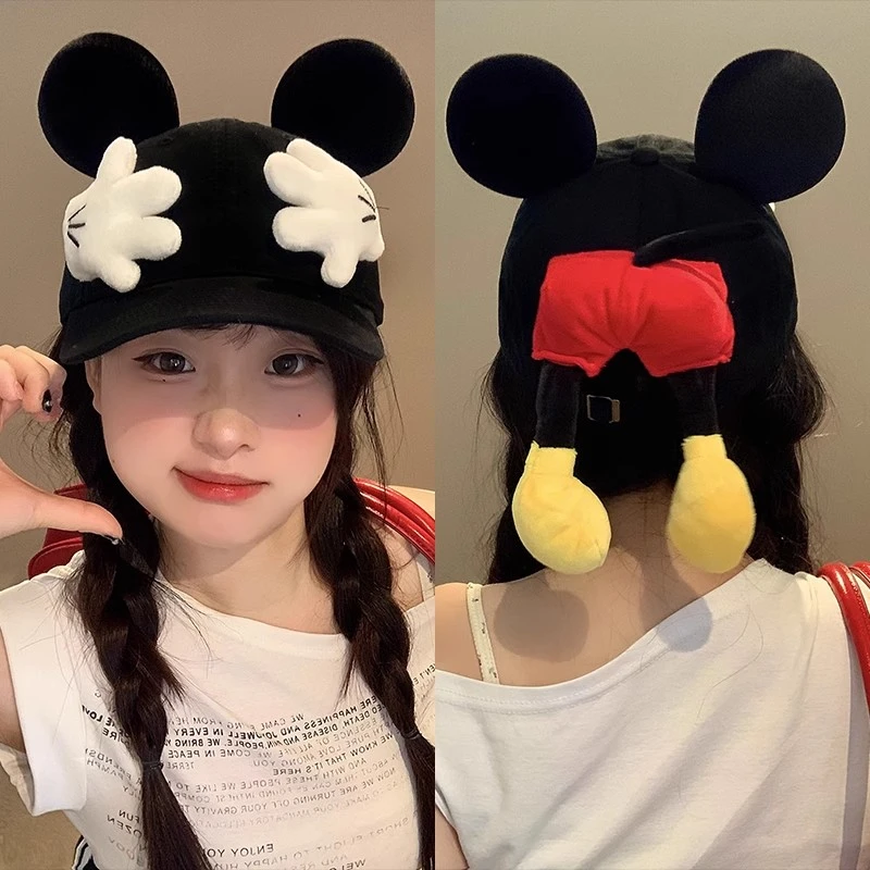 可爱米奇屁屁棒球帽女大耳朵网红拍照鸭舌防晒帽子显脸小2025新款