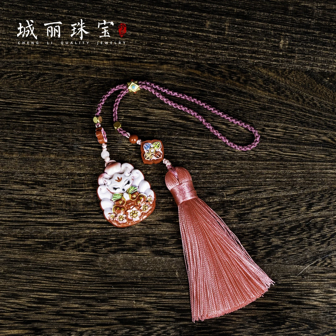 天然辰砂彩【九紫凤九包挂】彩绘凤九包挂/个FL-2529