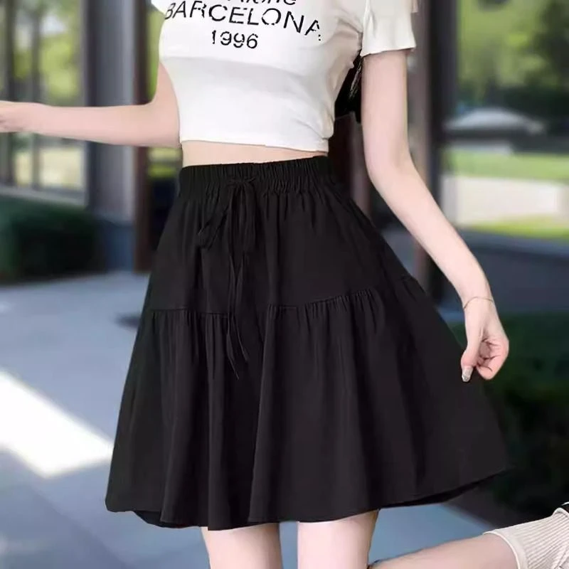 女款大码冰丝短裤裙女夏季新高腰垂感宽松薄款透气休闲五分裤外穿