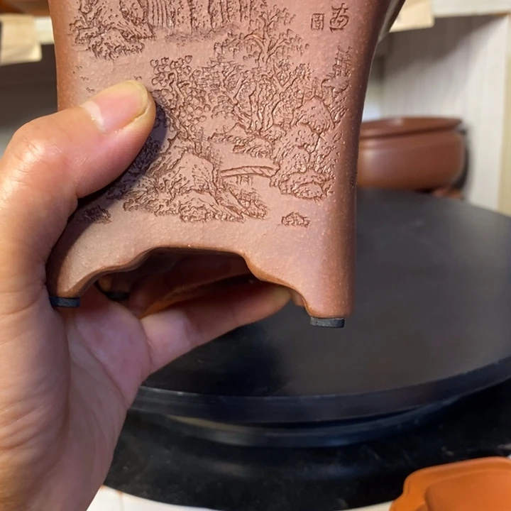 紫砂紫砂花盆手工艺制作C*