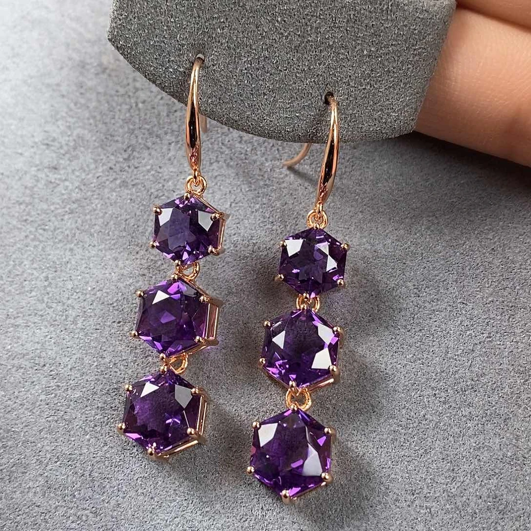 水晶耳坠银S925镶嵌天然