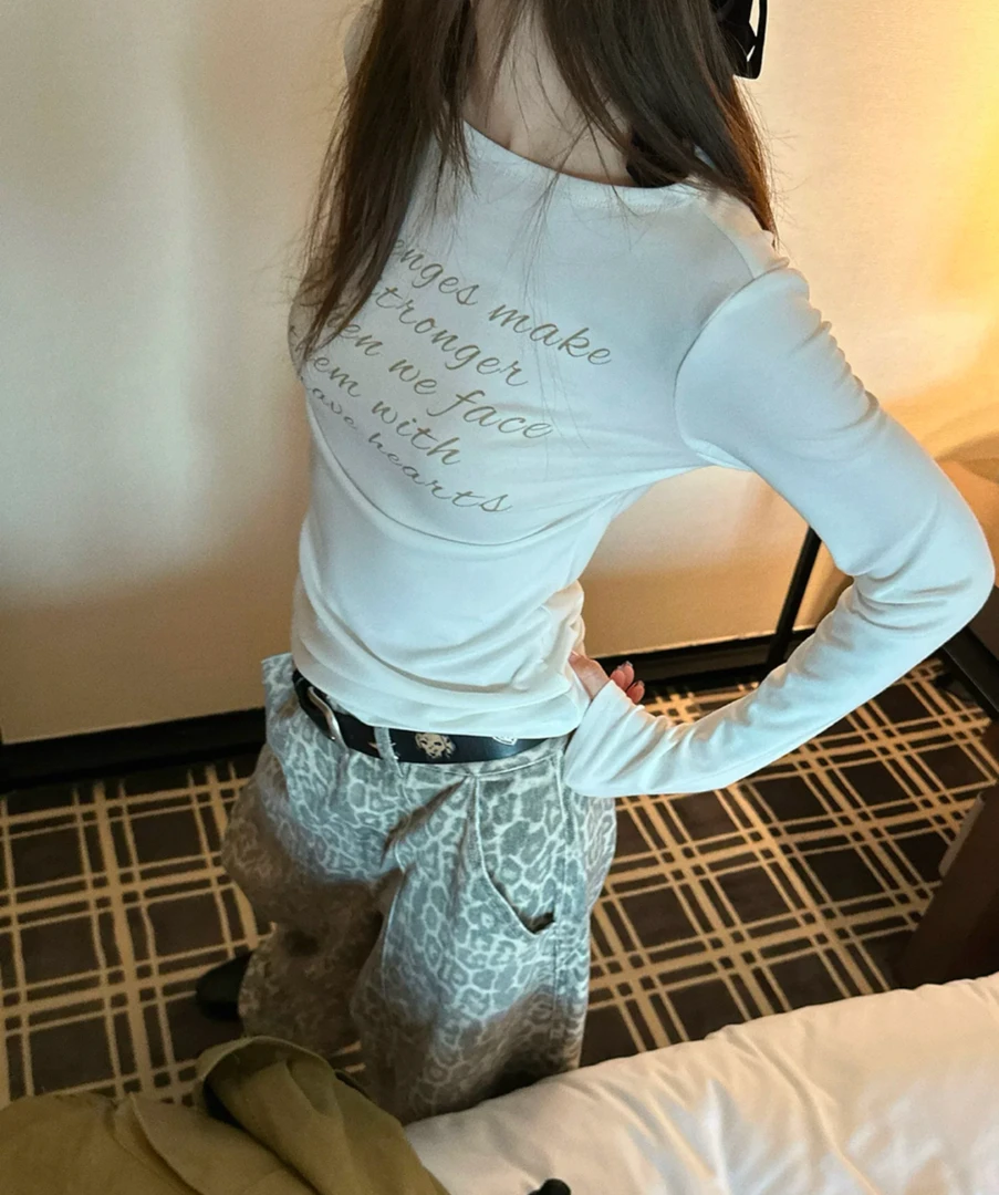 大富云朵2025秋季新款辣妹风显瘦长袖紧身打底上衣潮设计感俩件套