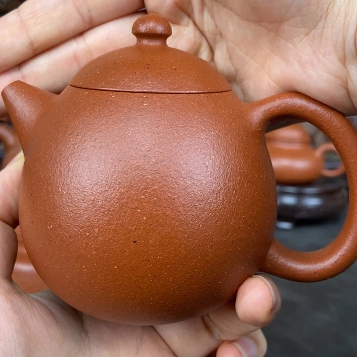 茶壶紫砂纯红降坡龙蛋壶