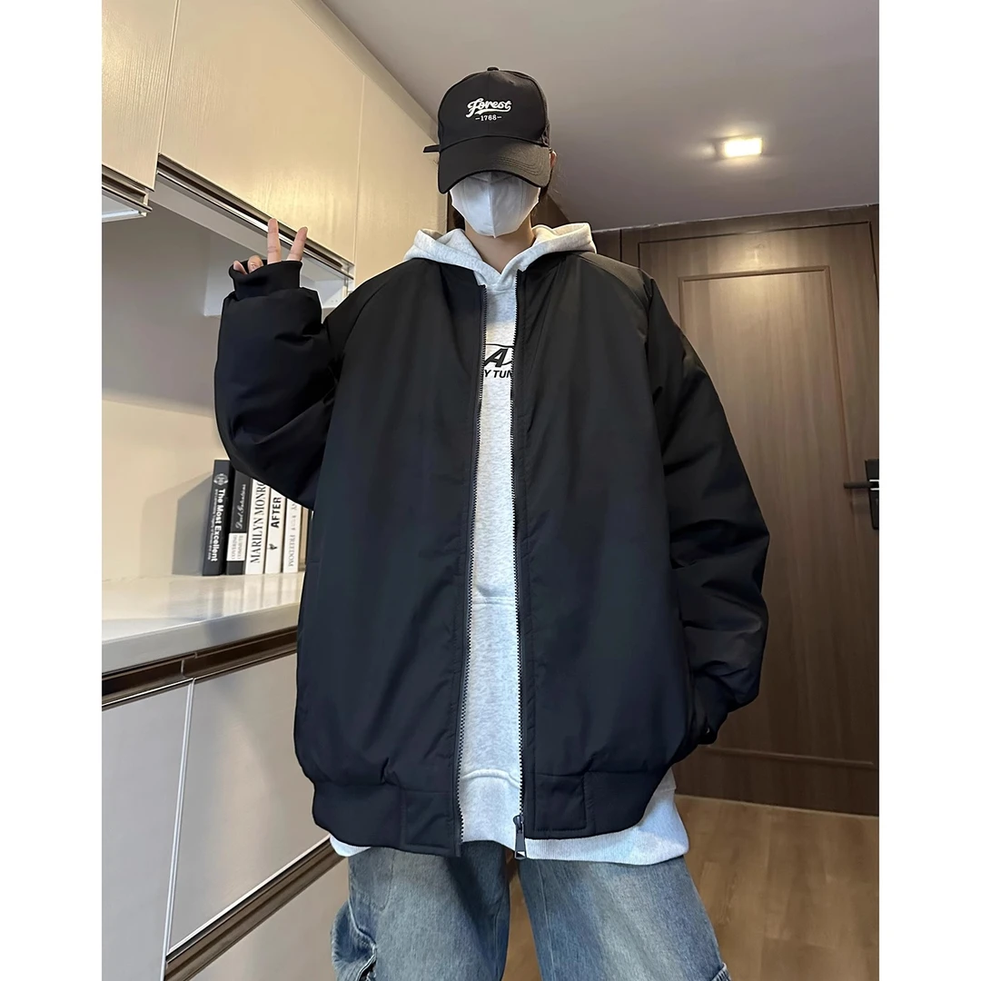 黑色美式飞行夹克衫男女款春秋季工装棒球服cleanfit大码显瘦外套