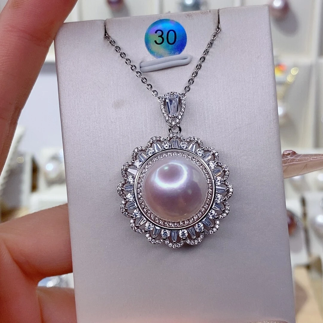 @***草淡水珍珠银S925镶嵌吊坠(赠链)14➕