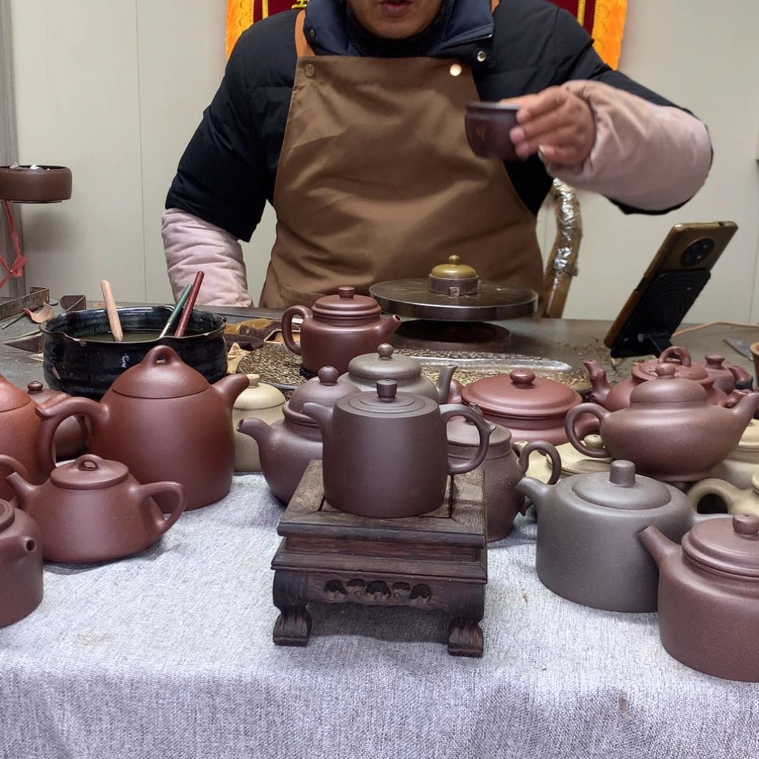 紫泥茶壶老紫泥小井栏130C半手工制作