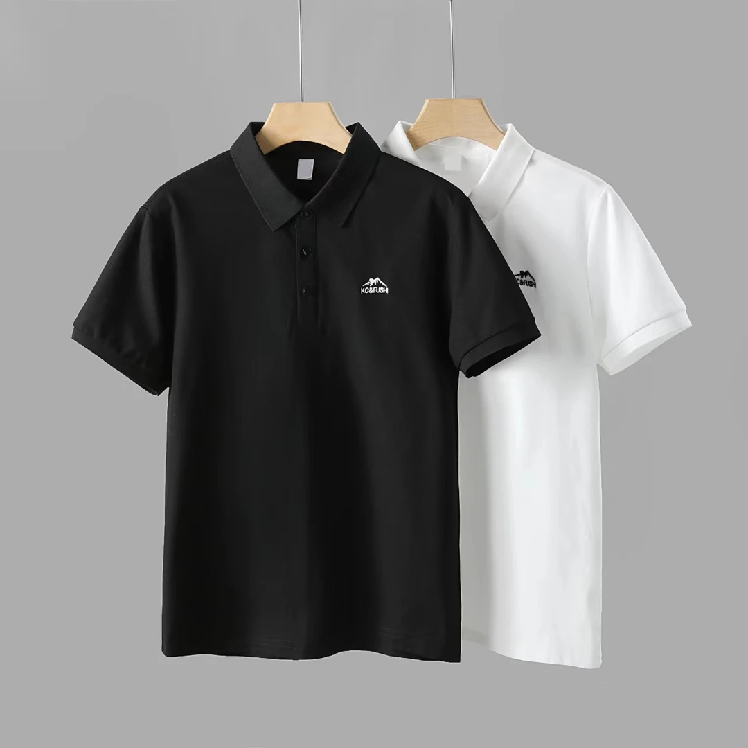 山峰浮雕万针刺绣休闲百搭男女同款情侣polo衫T恤上衣运动同款