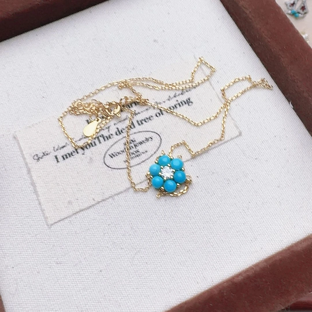 绿松石颈饰银S925镶嵌吊坠