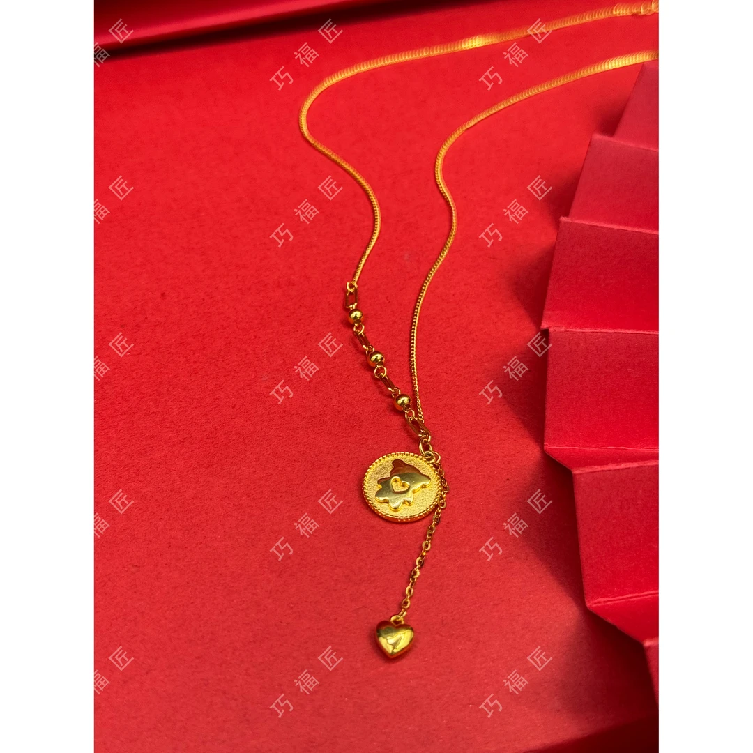 链子足银 爱心小熊项链 时尚气质 简约百搭 素款个性轻奢精致