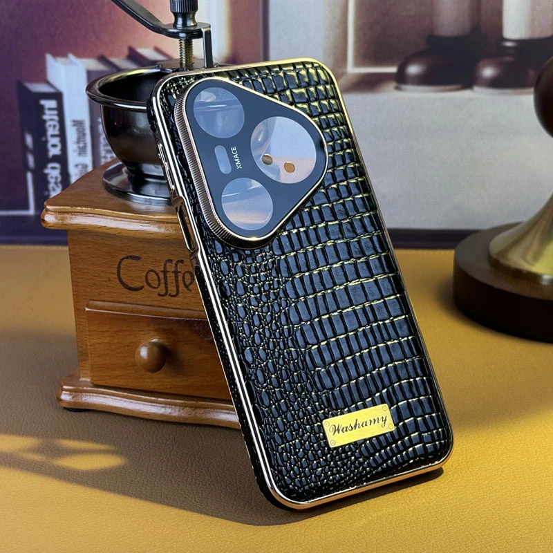 适用华为Pura70Pro+手机壳新款鳄鱼纹Pura80镜头全包防摔保护套