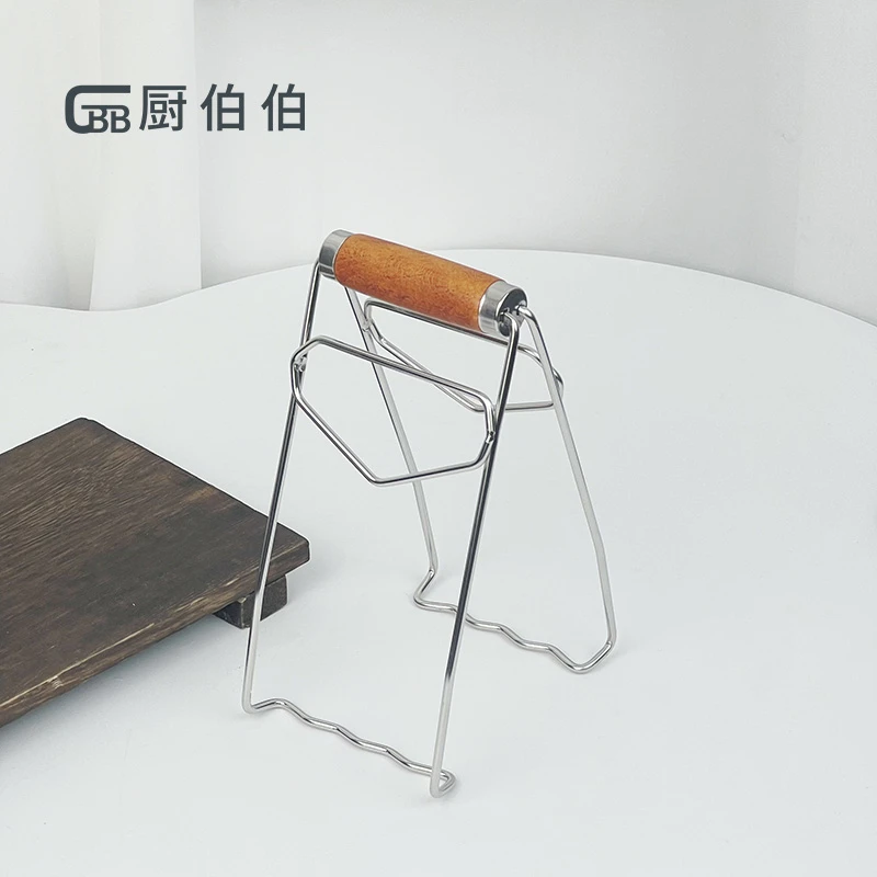 木柄防烫夹不锈钢隔热提盘夹厨房工具不锈钢夹盘子夹砂锅防滑防烫