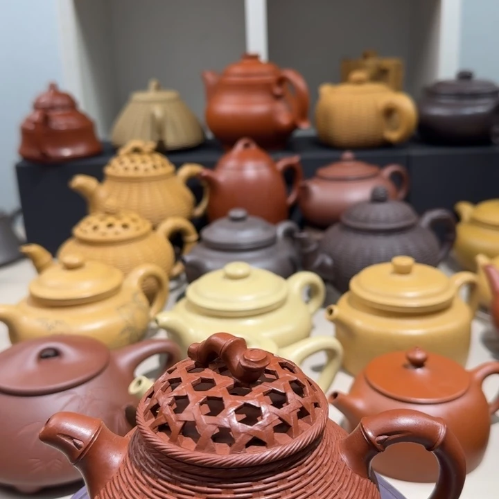 茶壶紫砂a*奇原矿朱泥竹编潘壶